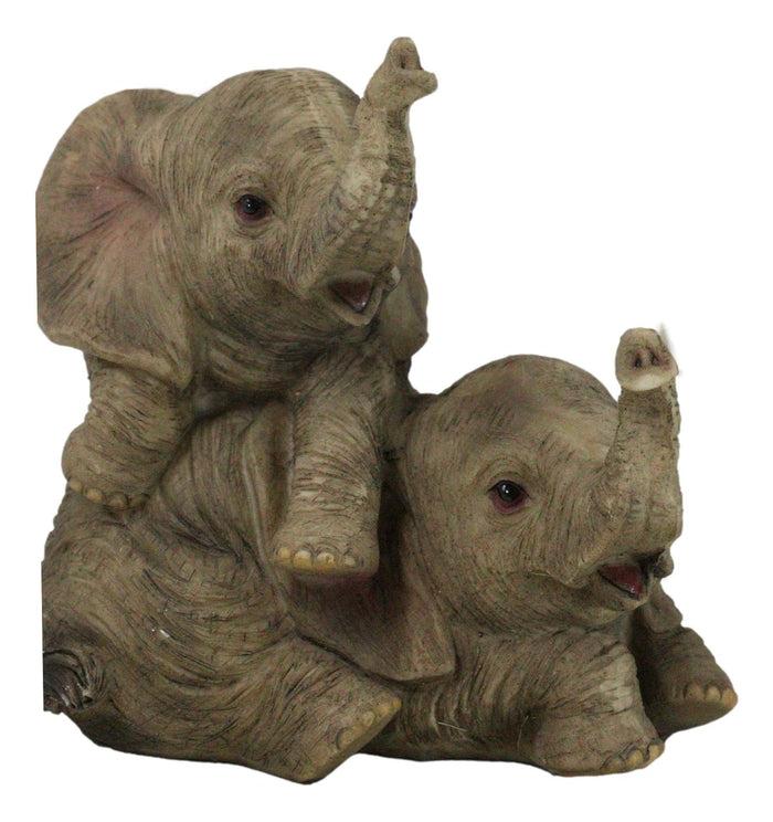 Ebros Gift Jungle Frolic Safari Savanna Elephant Baby Calves Playing Together Figurine