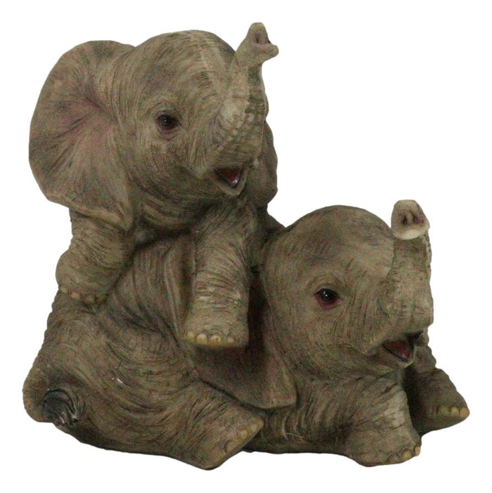 ebros gift Jungle Frolic Safari Savanna Elephant Baby Calves Playing Together Figurine