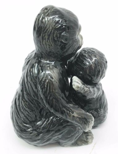 Ebros Gift Jungle Gorilla Mother And Infant Ape Embracing Ceramic Salt Pepper Shaker Set