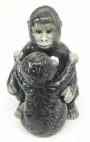 Ebros Gift Jungle Gorilla Mother And Infant Ape Embracing Ceramic Salt Pepper Shaker Set