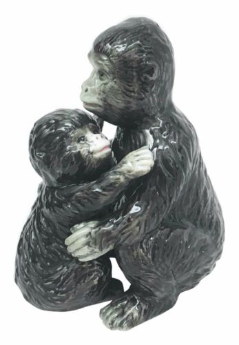 ebros gift Jungle Gorilla Mother And Infant Ape Embracing Ceramic Salt Pepper Shaker Set