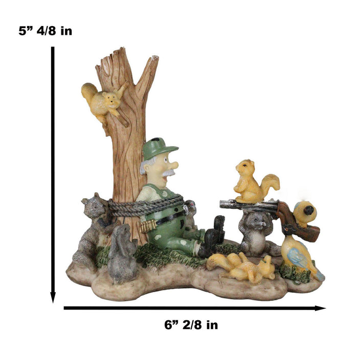 Ebros Gift Jungle Patrol Bear Rabbit Turkey Squirrel Raccoon With Captured Hunter Figurine