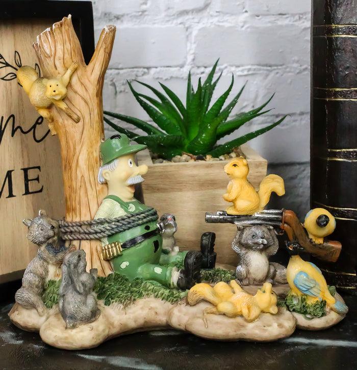 ebros gift Jungle Patrol Bear Rabbit Turkey Squirrel Raccoon With Captured Hunter Figurine