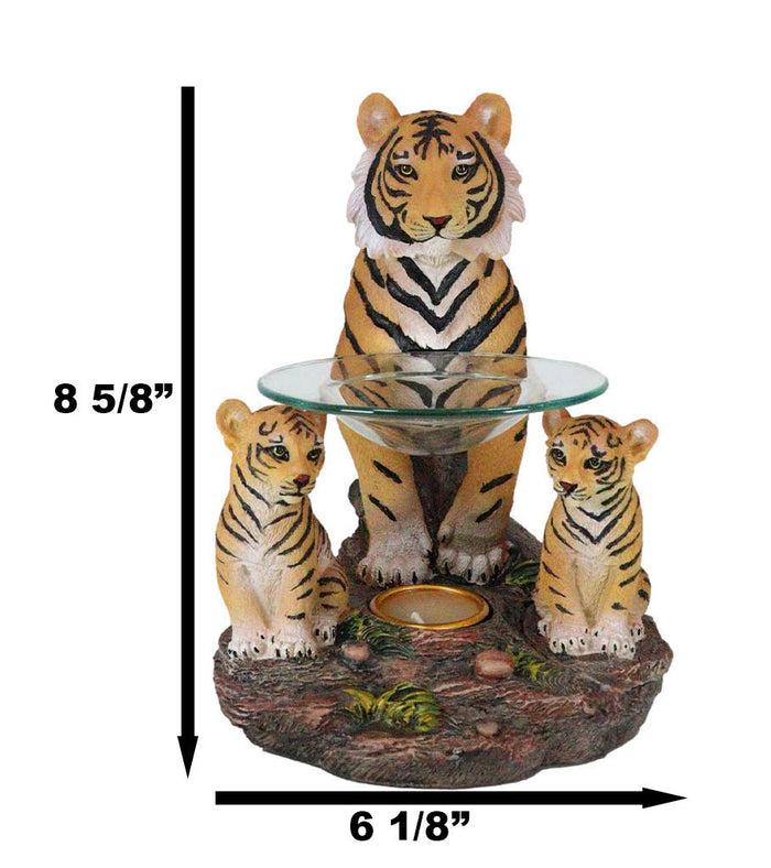 Ebros Gift Jungle Predator Bengal Tiger Mother & Cubs Candle Heat Oil Tart Burner Figurine
