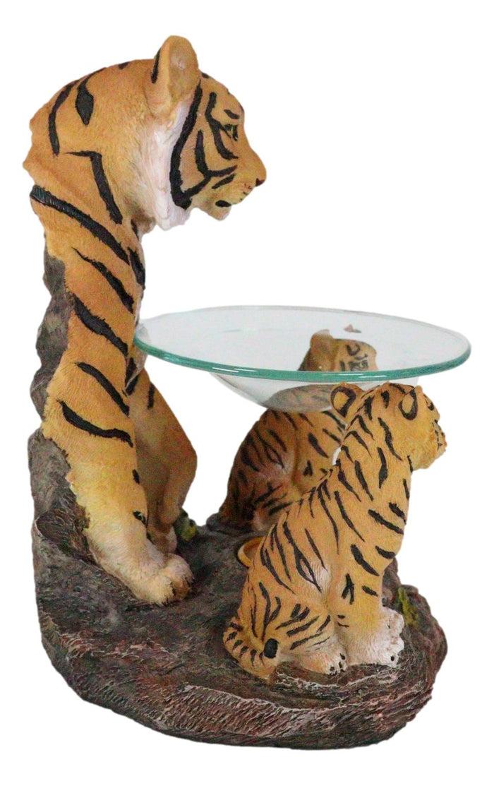 Ebros Gift Jungle Predator Bengal Tiger Mother & Cubs Candle Heat Oil Tart Burner Figurine