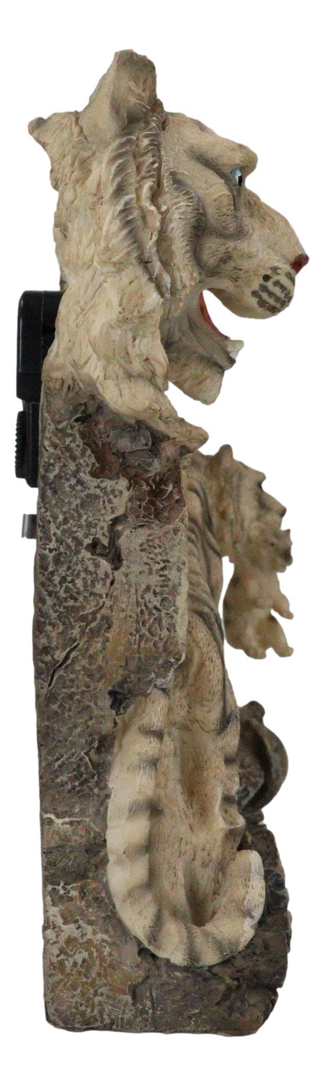 Ebros Gift Jungle Rainforest Apex Predator White Tiger And Cub Family Table Clock Figurine