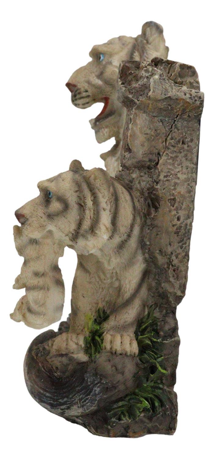 Ebros Gift Jungle Rainforest Apex Predator White Tiger And Cub Family Table Clock Figurine