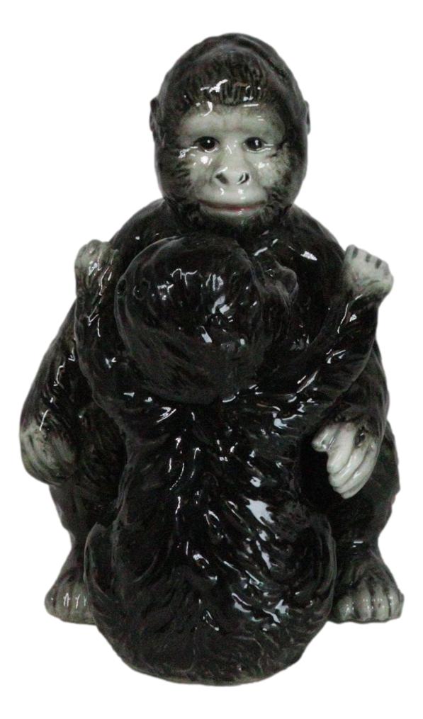 Ebros Gift Jungle Rainforest Wildlife Gorilla Ape And Baby Ceramic Salt And Pepper Shakers