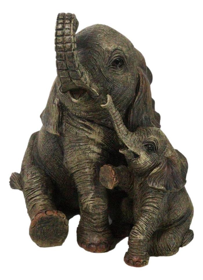 Ebros Gift Jungle Shower Safari Savanna Elephant Mother And Calf With Trunks Up Figurine