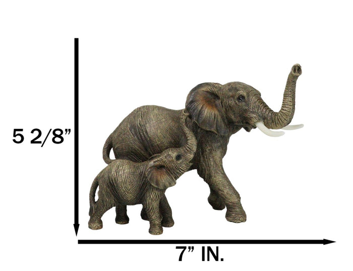 Ebros Gift Jungle Stroll Safari Savanna Elephant Father And Calf Walking Alongside Figurine