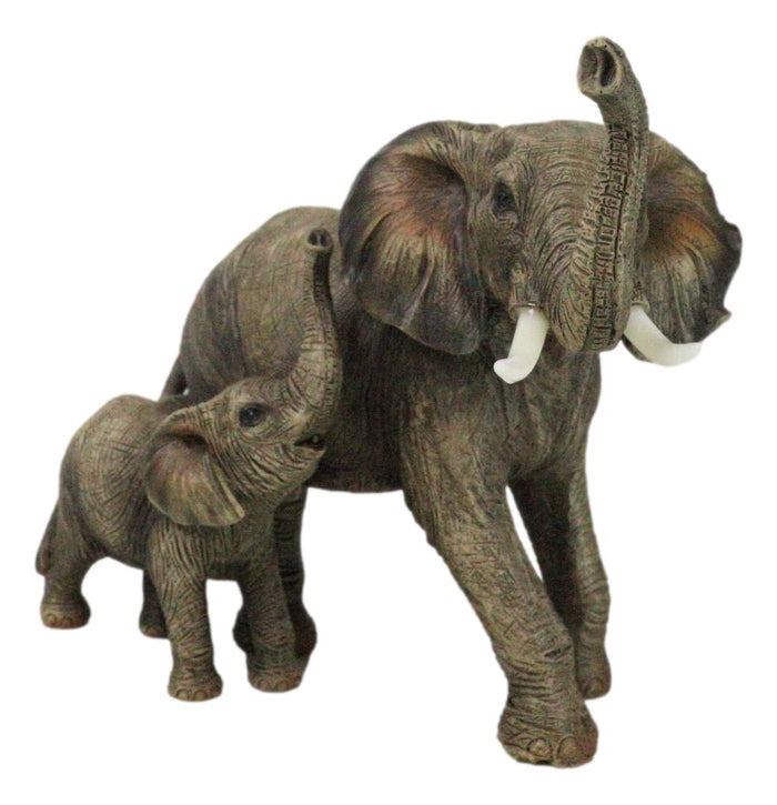 Ebros Gift Jungle Stroll Safari Savanna Elephant Father And Calf Walking Alongside Figurine