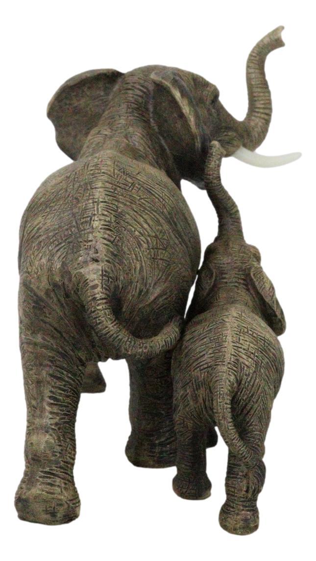 Ebros Gift Jungle Stroll Safari Savanna Elephant Father And Calf Walking Alongside Figurine