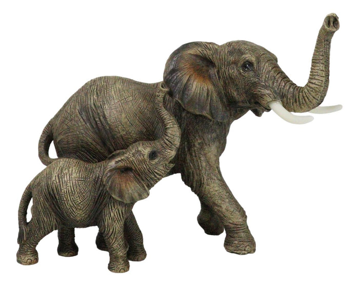 ebros gift Jungle Stroll Safari Savanna Elephant Father And Calf Walking Alongside Figurine