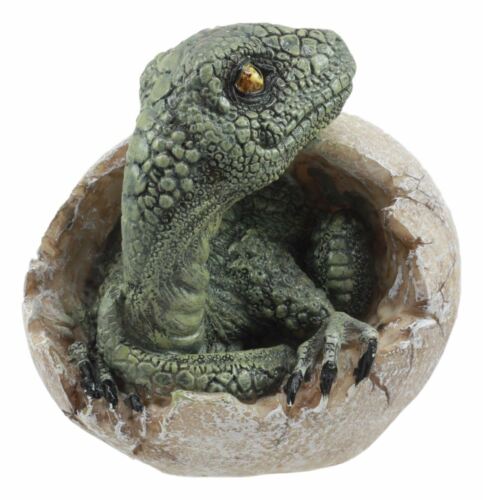 Ebros Gift Jurassic Era Predator Hatching Dinosaur Egg Figurine 4"H Velociraptor Hatchling
