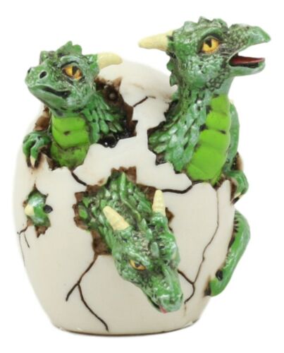 Ebros Gift Jurassic Green Hydra Three Headed Dragon Baby Egg Hatchling Figurine Collectible