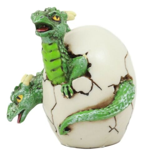 Ebros Gift Jurassic Green Hydra Three Headed Dragon Baby Egg Hatchling Figurine Collectible