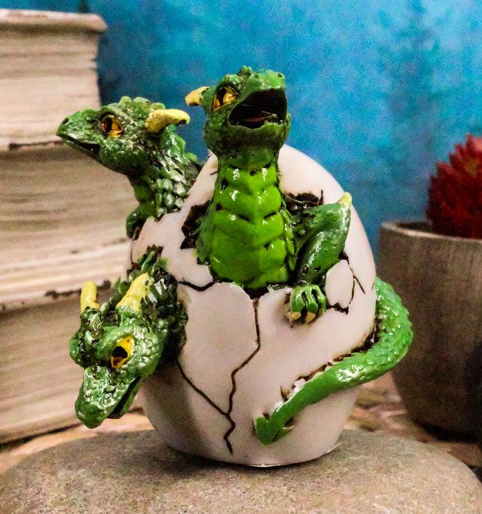 ebros gift Jurassic Green Hydra Three Headed Dragon Baby Egg Hatchling Figurine Collectible
