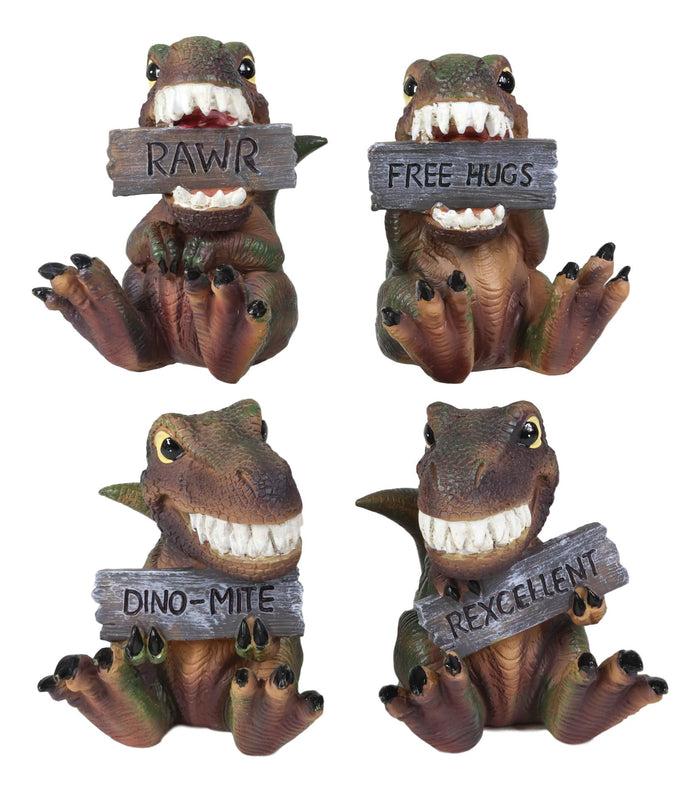 Ebros Gift Jurassic Proclamations Dinosaur T Rex Babies With Signs Figurine Set 4"Tall