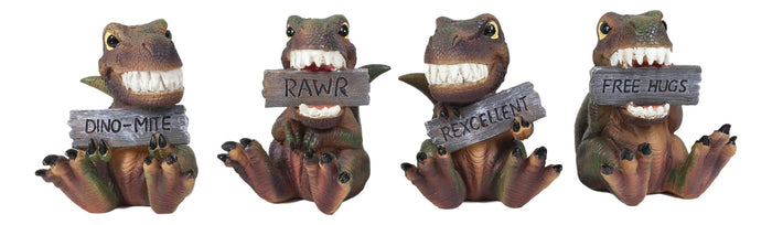 Ebros Gift Jurassic Proclamations Dinosaur T Rex Babies With Signs Figurine Set 4"Tall