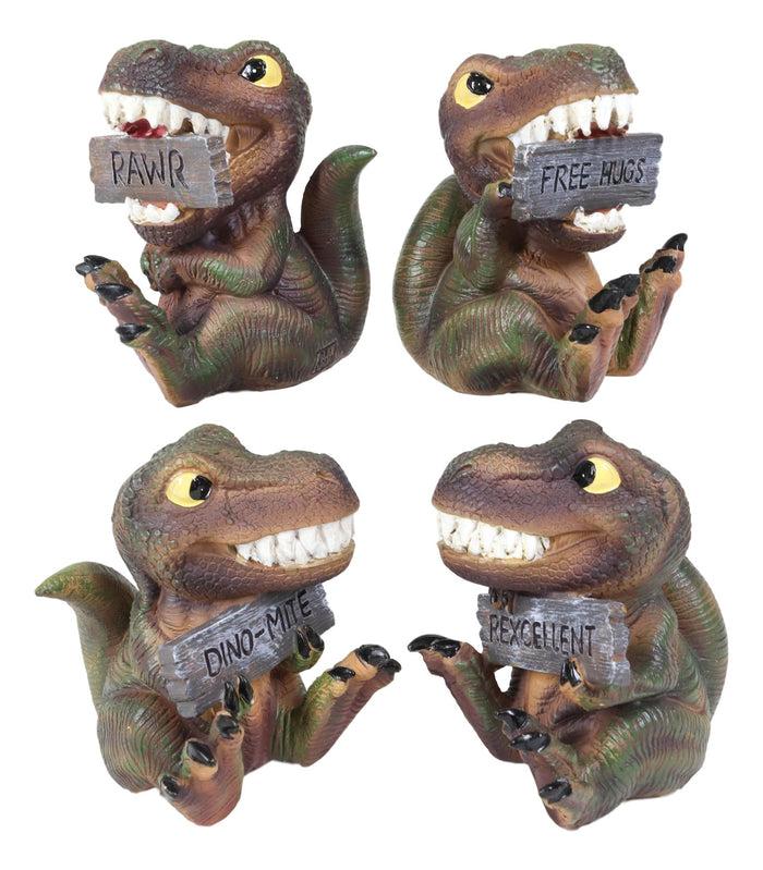 Ebros Gift Jurassic Proclamations Dinosaur T Rex Babies With Signs Figurine Set 4"Tall