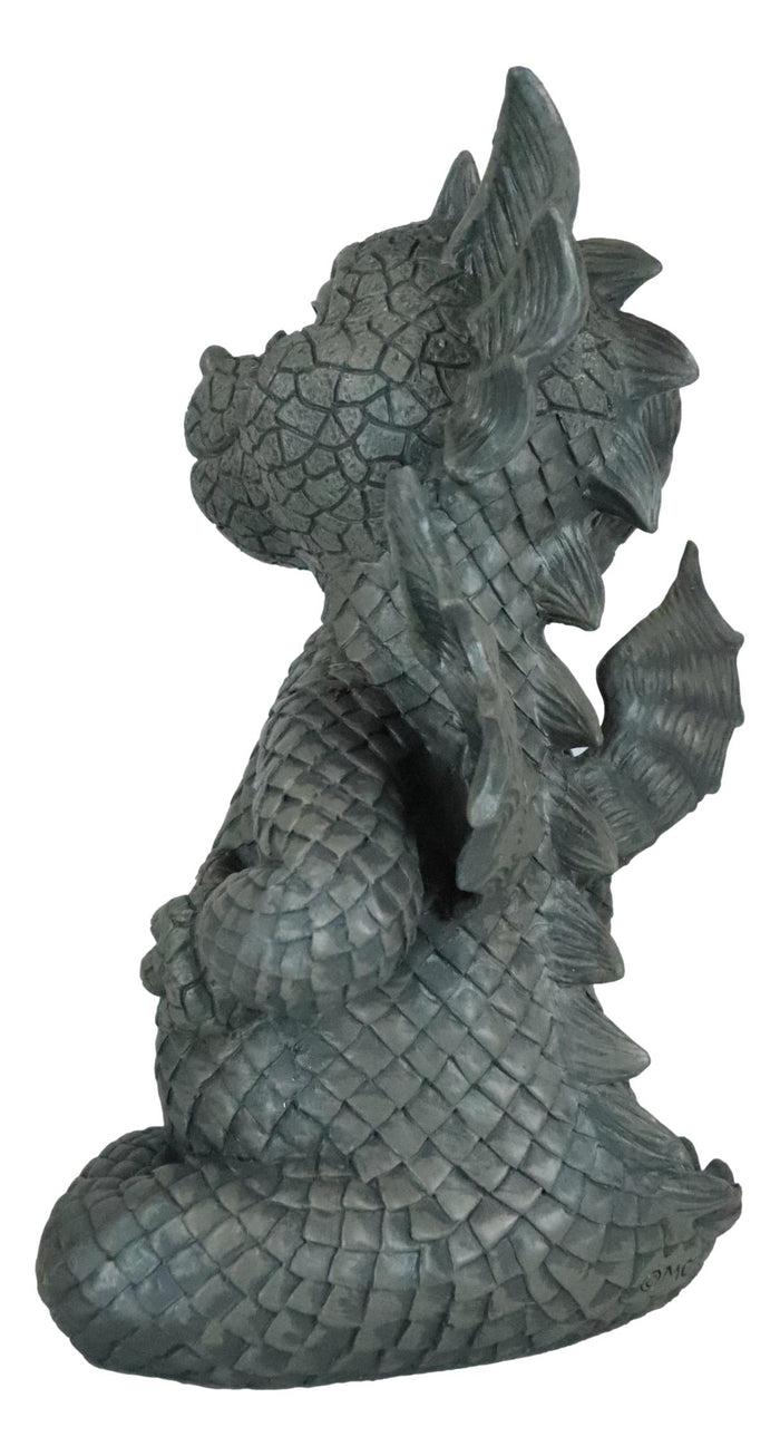 Ebros Gift Keep Off Flip The Bird Rude Baby Dragon Sitting Statue 10"H Fairy Garden Decor