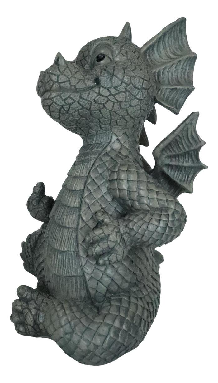 Ebros Gift Keep Off Flip The Bird Rude Baby Dragon Sitting Statue 10"H Fairy Garden Decor