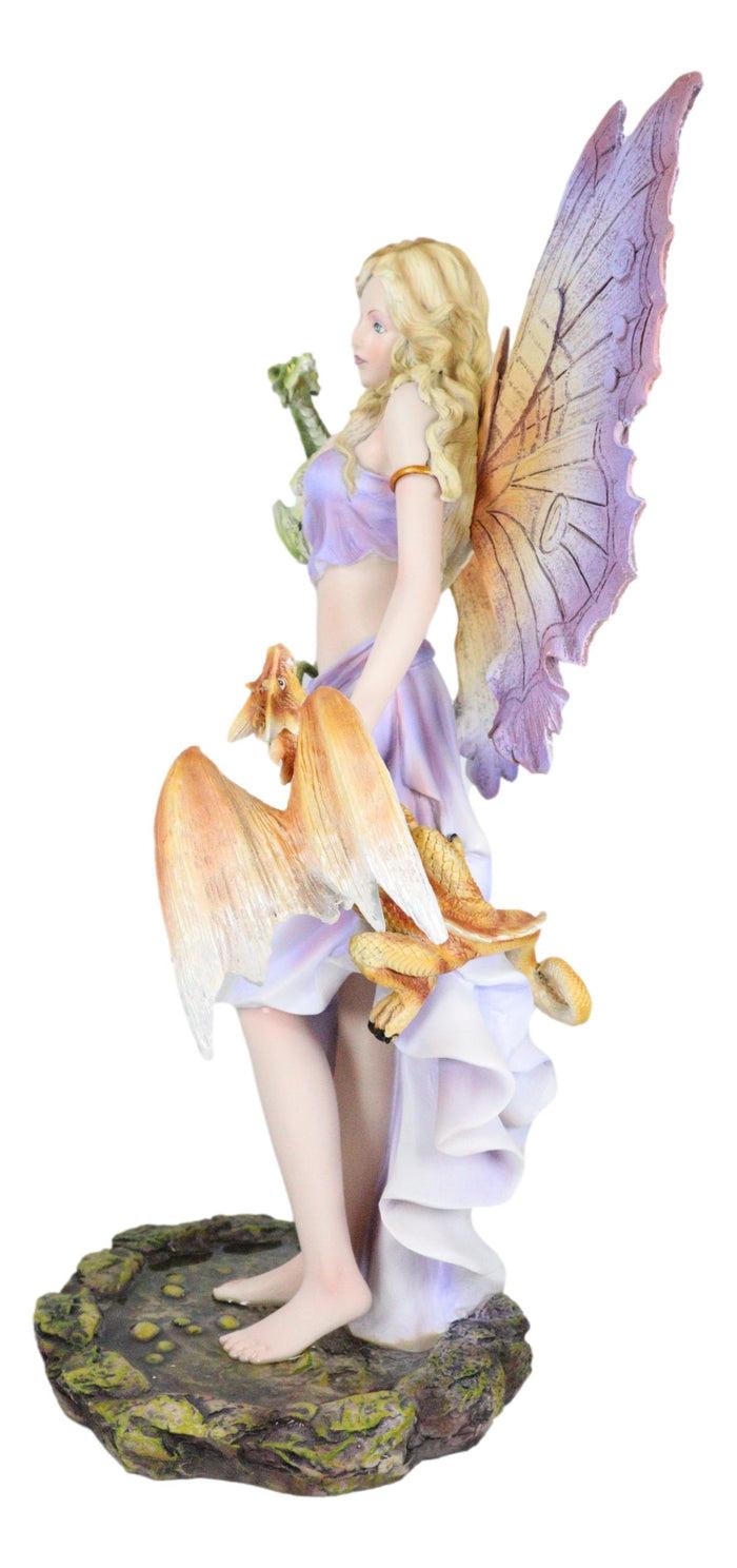 Ebros Gift Khaleesi Mother Of Dragons Purple Fairy With Green And Red Dragonlings Figurine
