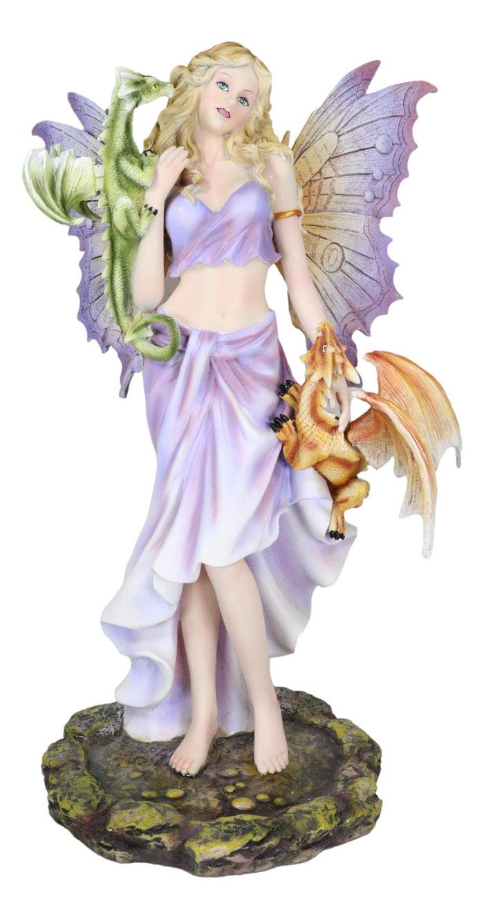 Ebros Gift Khaleesi Mother Of Dragons Purple Fairy With Green And Red Dragonlings Figurine