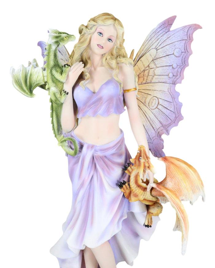 Ebros Gift Khaleesi Mother Of Dragons Purple Fairy With Green And Red Dragonlings Figurine