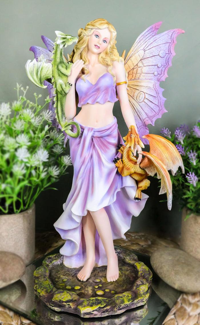 ebros gift Khaleesi Mother of Dragons Purple Fairy with Green and Red Dragonlings Figurine