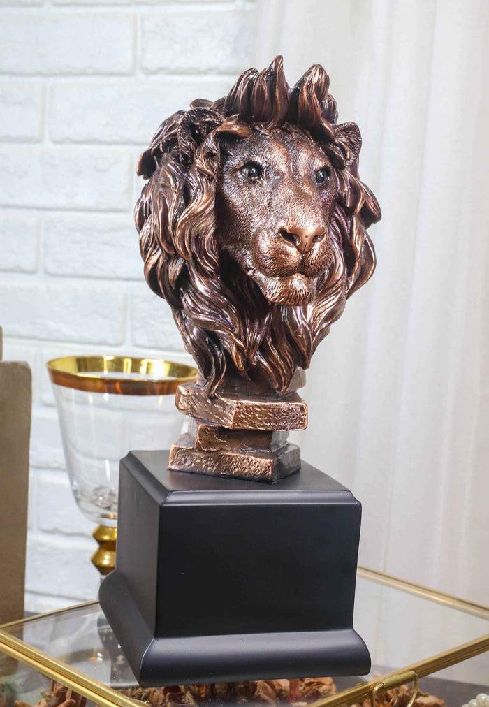 ebros gift King Of The Jungle African Lion Pride Bust Bronze Electroplated Figurine Statue