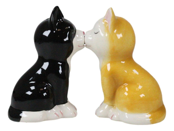 Ebros Gift Kissing Black And Yellow Kittens Salt And Pepper Shakers Cat Pair Kitchen Decor