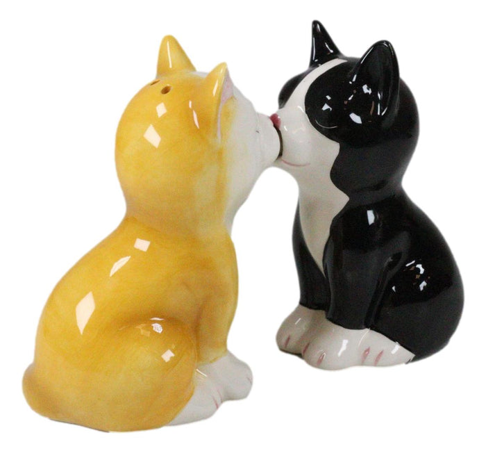 Ebros Gift Kissing Black And Yellow Kittens Salt And Pepper Shakers Cat Pair Kitchen Decor