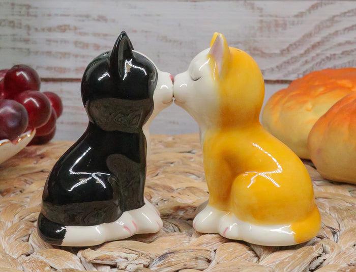 ebros gift Kissing Black And Yellow Kittens Salt And Pepper Shakers Cat Pair Kitchen Decor