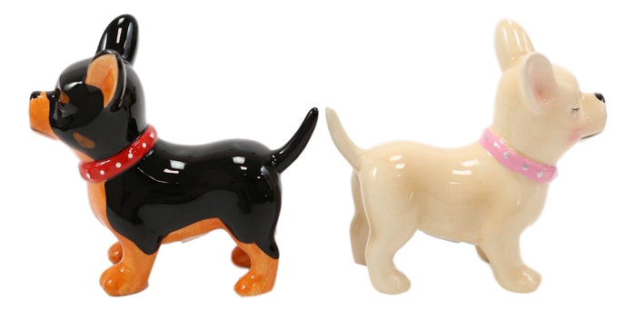 Ebros Gift Kissing Chihuahua Couple Puppy Dogs Magnetic Ceramic Salt And Pepper Shakers Set