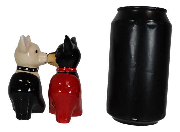 Ebros Gift Kissing Chihuahua Dogs In Red And Black Pump Heel Shoes Salt And Pepper Shakers