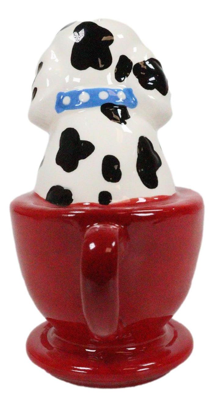 Ebros Gift Kissing Dalmatian Dogs In Tea Cup 3.5'' Tall Magnetic Salt And Pepper Shakers