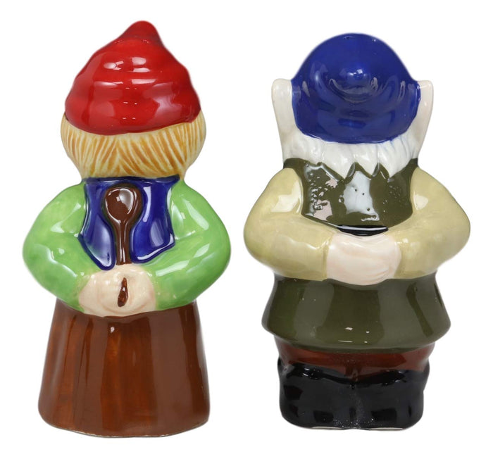Ebros Gift Kissing Mr & Mrs Gnome Couple Magnetic Salt Pepper Shakers Ceramic Figurine Set