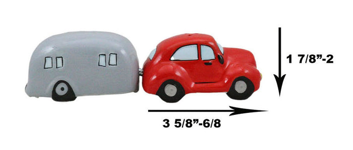 Ebros Gift Kissing Red Vintage Car And Grey Camper Trailer Magnetic Salt And Pepper Shakers