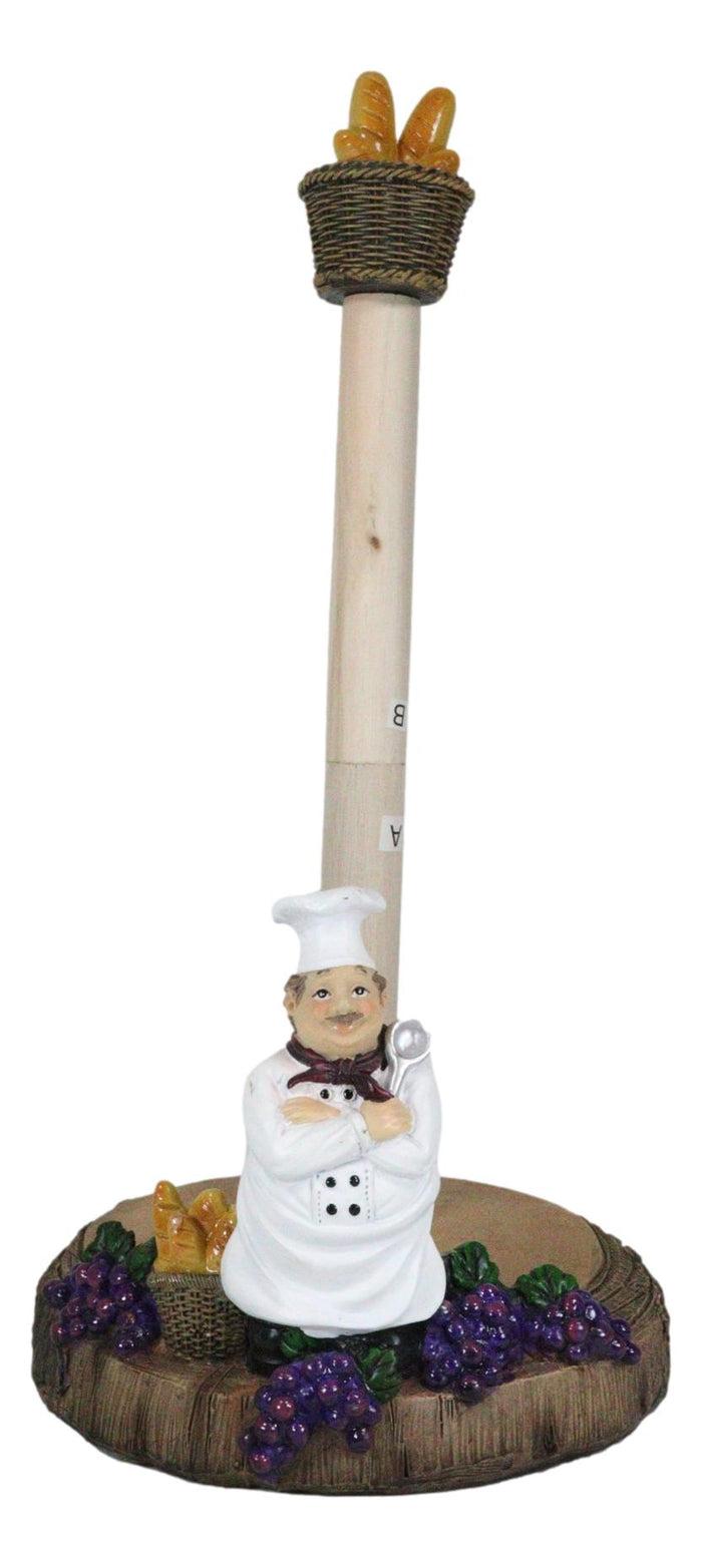 Ebros Gift Kitchen Culinary Bread And Grapes Chef Paper Towel Holder Dispenser Figurine