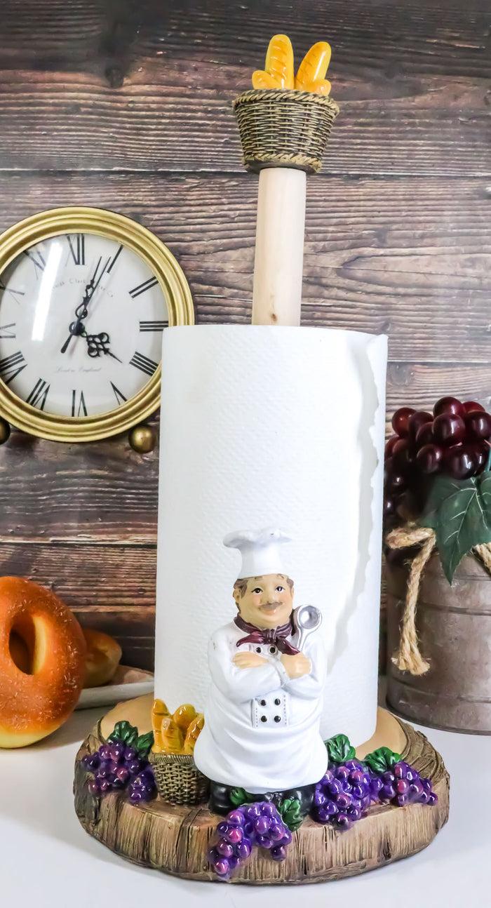 ebros gift Kitchen Culinary Bread And Grapes Chef Paper Towel Holder Dispenser Figurine