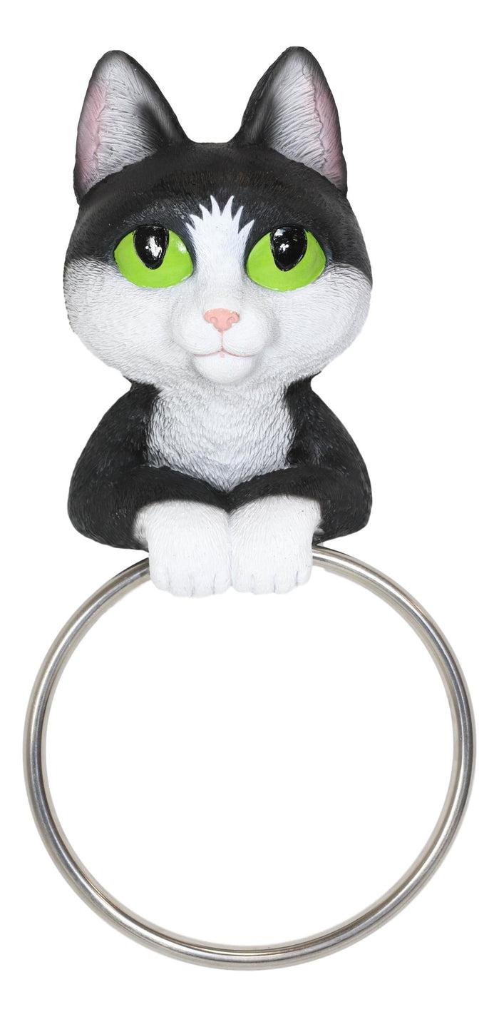 Ebros Gift Kitten Cat Hand Towel Ring Holder Hanging Figurine For Vanity Bathroom Kitchen