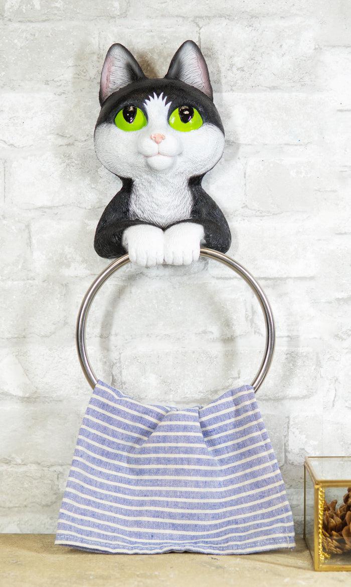 ebros gift Kitten Cat Hand Towel Ring Holder Hanging Figurine For Vanity Bathroom Kitchen