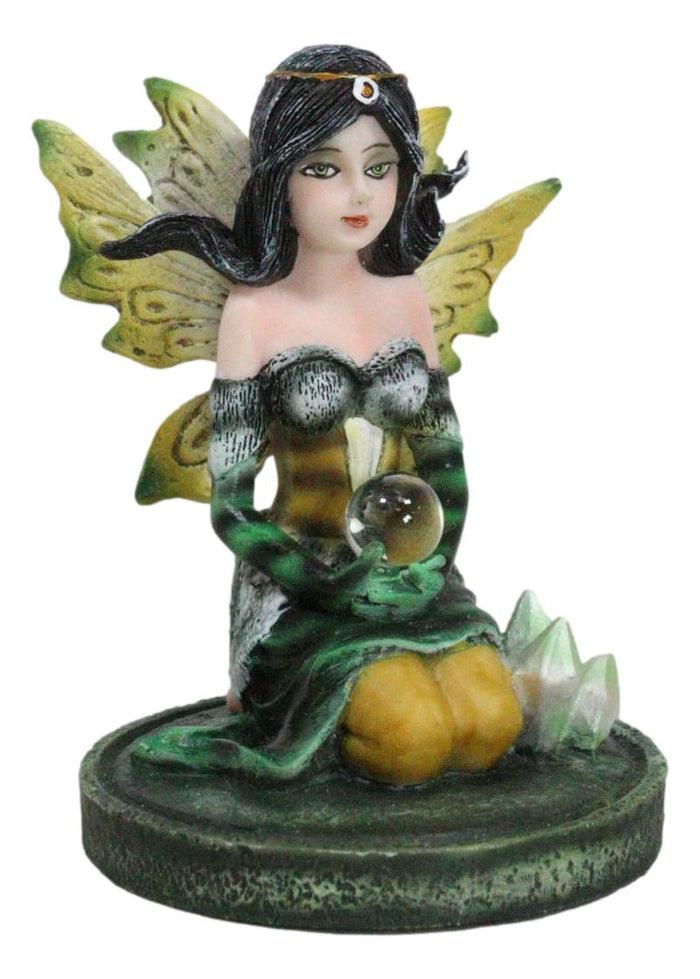 Ebros Gift Kneeling Bumblebee Spring Fairy With Crystal Ball On Garden Mini Figurine
