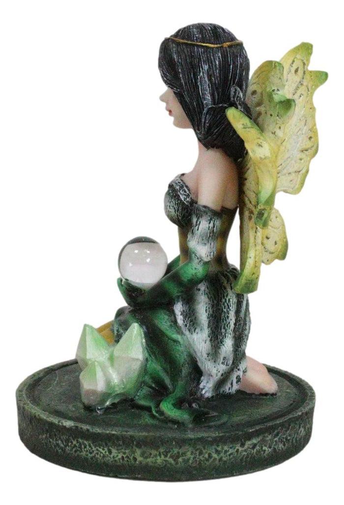 Ebros Gift Kneeling Bumblebee Spring Fairy With Crystal Ball On Garden Mini Figurine