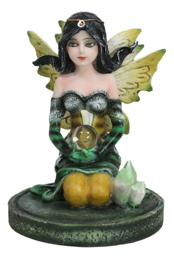 ebros gift Kneeling Bumblebee Spring Fairy With Crystal Ball On Garden Mini Figurine