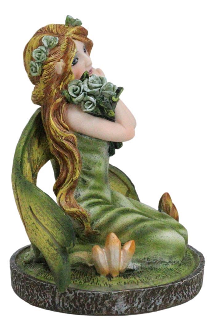 Ebros Gift Kneeling Green Ivy Gaia Earth Fairy With Crystal Ball On Garden Small Figurine