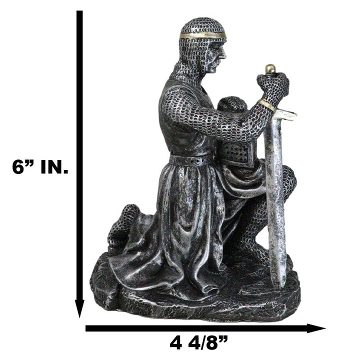 Ebros Gift Kneeling Medieval Suit Of Armor Crusader Knight With Sword And Helmet Figurine