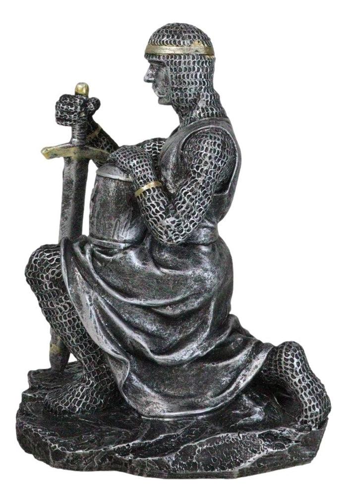 Ebros Gift Kneeling Medieval Suit Of Armor Crusader Knight With Sword And Helmet Figurine