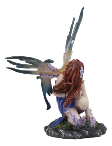 Ebros Gift Kneeling Red Haired Purple Lavender Tribal Fairy Garden Statue 7.25"H Twilight